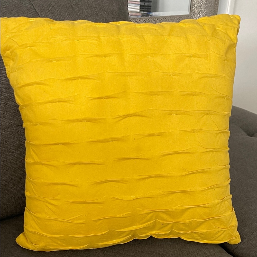 Yellow Textured Throw Pillow 17x17' Square
